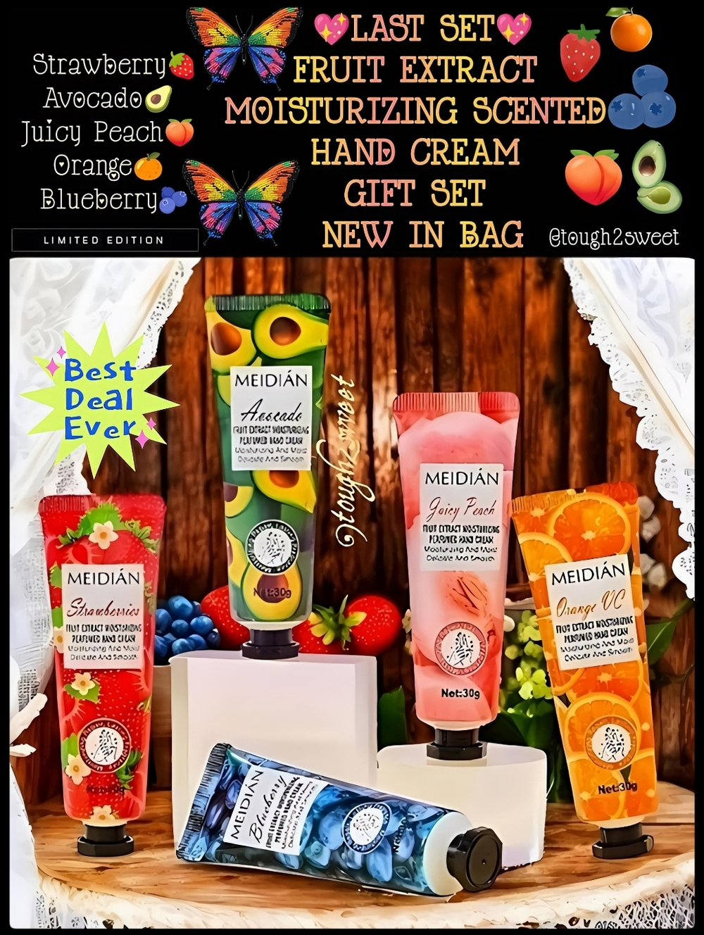 🆕LAST SET🌹FRUIT EXTRACT MOISTURIZING SCENTED HAND CREAM GIFT SET NEW IN BAG